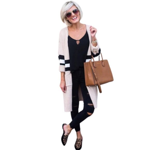 Goodnight Macaroon Women's 'Estrella' Stripe Cream Size OS Cardigan Academia - Picture 1 of 8